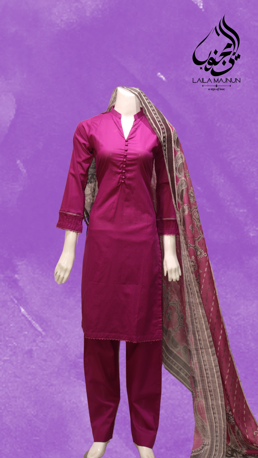 "Noor-e-Banafsha" 3PC Cotton Embroidered Suit