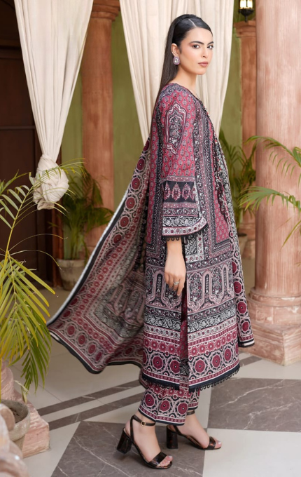 Mahveen – 3PC Lawn Cotton Embroidered Suit with Lawn Dupatta