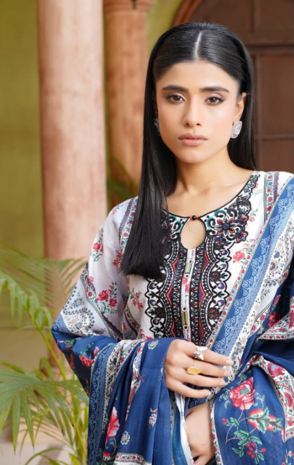 Mehrunisa – 3PC Lawn Cotton Embroidered Suit with Lawn Dupatta