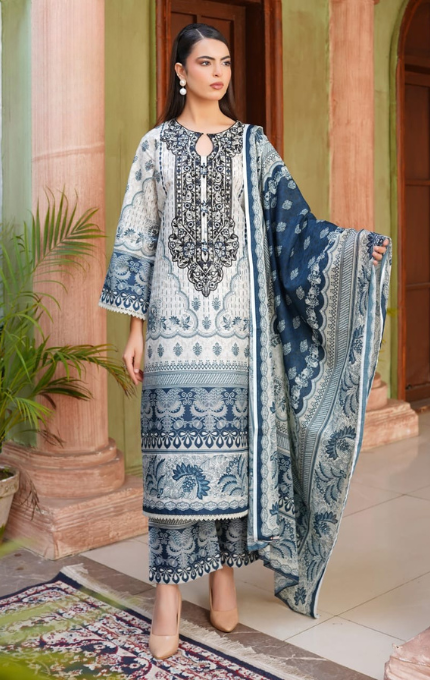 Mehrunisa – 3PC Lawn Cotton Embroidered Suit with Lawn Dupatta