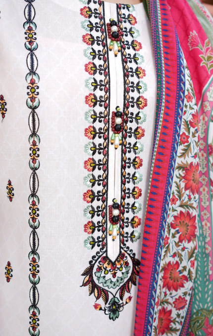 Zarmin – 3PC Lawn Cotton Embroidered Suit with Lawn Dupatta
