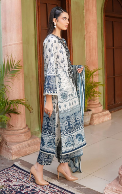Mehrunisa – 3PC Lawn Cotton Embroidered Suit with Lawn Dupatta