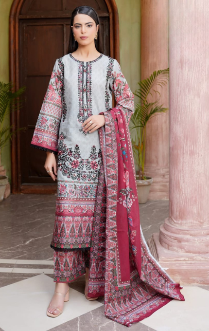 Nayara – 3PC Lawn Cotton Embroidered Suit with Lawn Dupatta