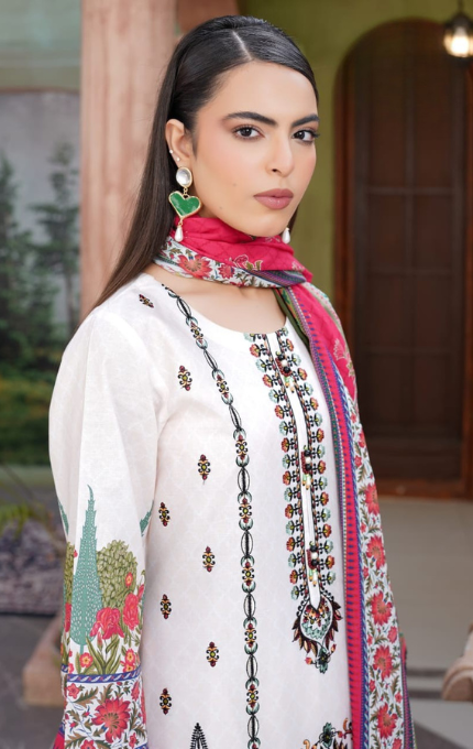 Zarmin – 3PC Lawn Cotton Embroidered Suit with Lawn Dupatta