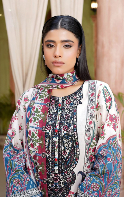 Abeer – 3PC Lawn Cotton Embroidered Suit with Lawn Dupatta