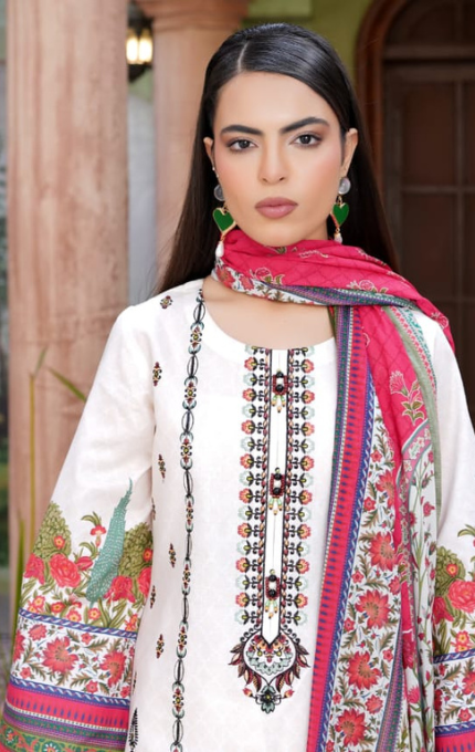 Zarmin – 3PC Lawn Cotton Embroidered Suit with Lawn Dupatta