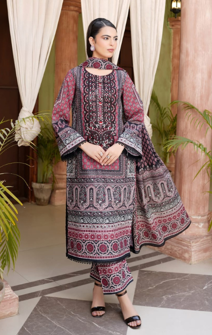 Mahveen – 3PC Lawn Cotton Embroidered Suit with Lawn Dupatta