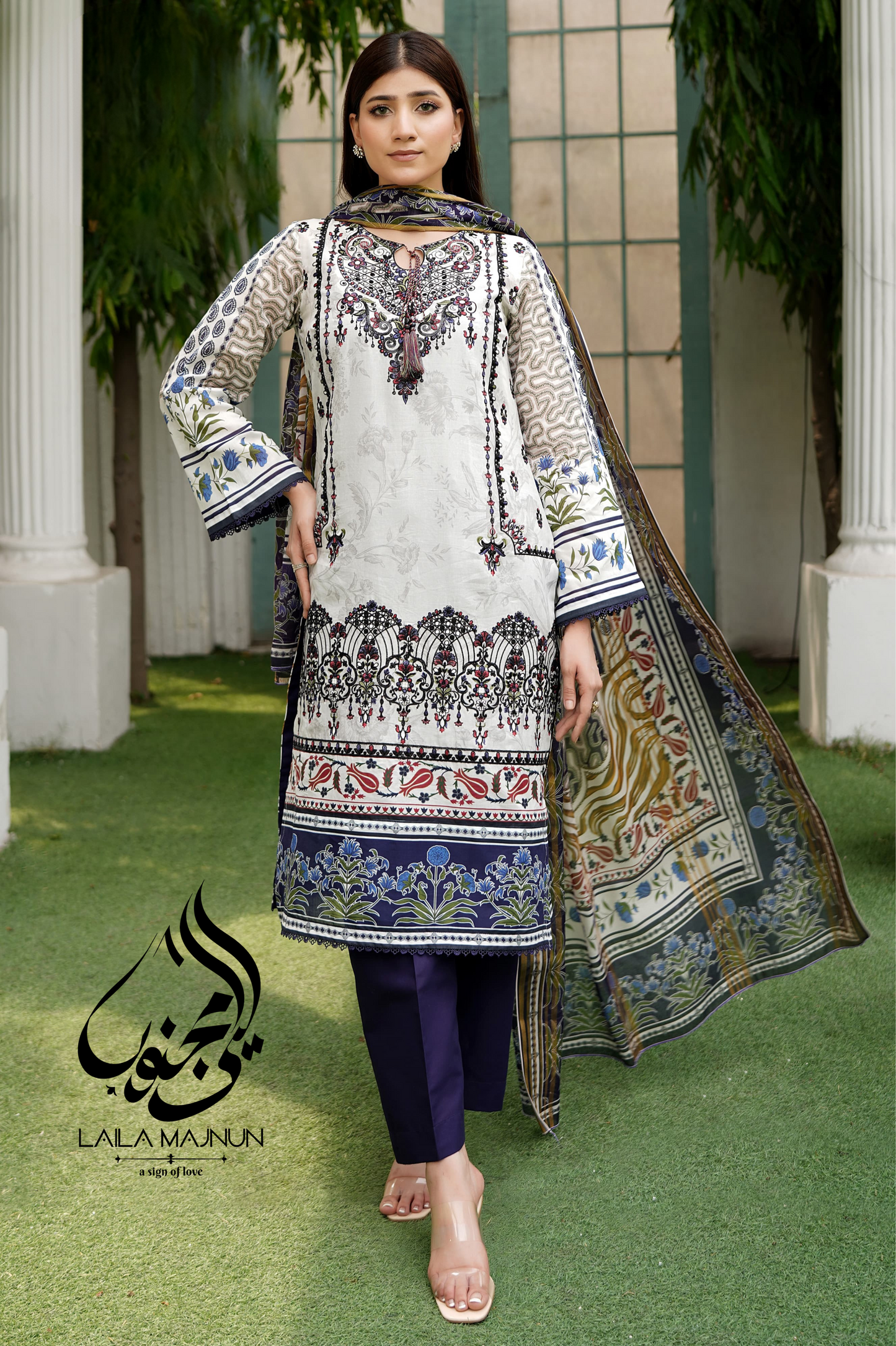 "Noor-e-Elan" 3PC Lawn Embroidered Suit