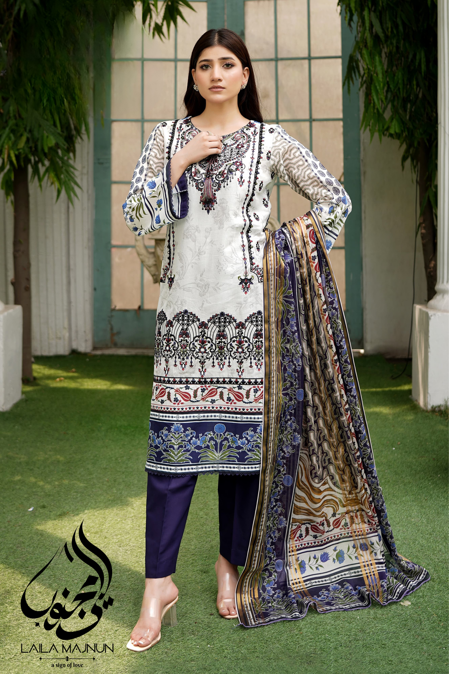 "Noor-e-Elan" 3PC Lawn Embroidered Suit