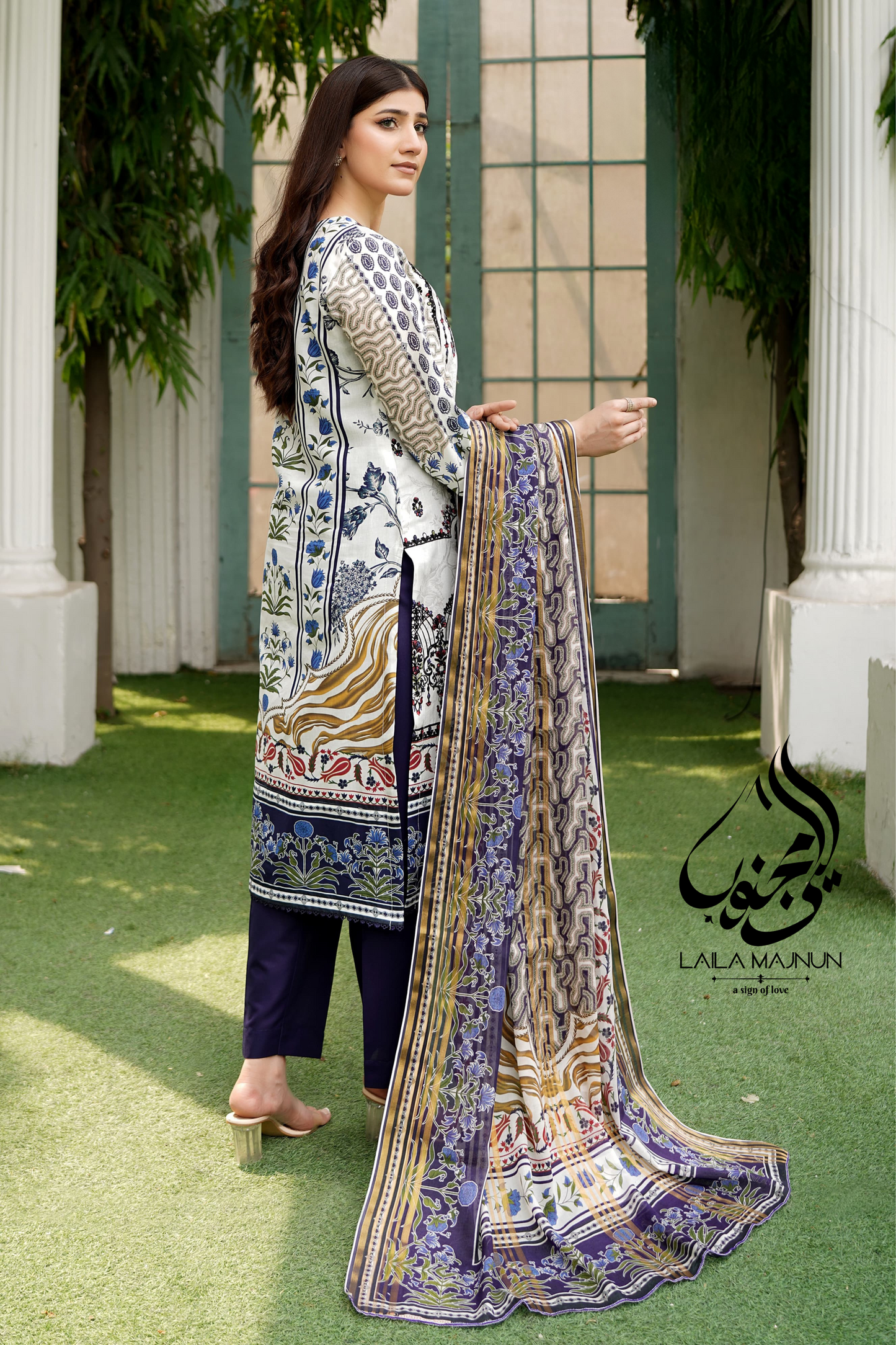"Noor-e-Elan" 3PC Lawn Embroidered Suit