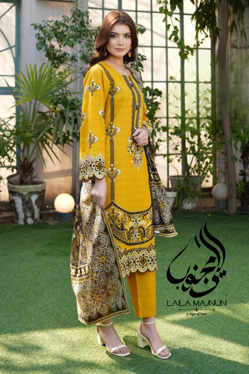 "Zehra-e-Bahar" – Mustard Yellow Embroidered Suit