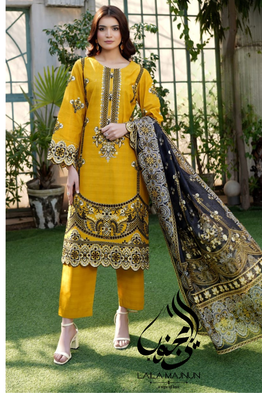 "Zehra-e-Bahar" – Mustard Yellow Embroidered Suit