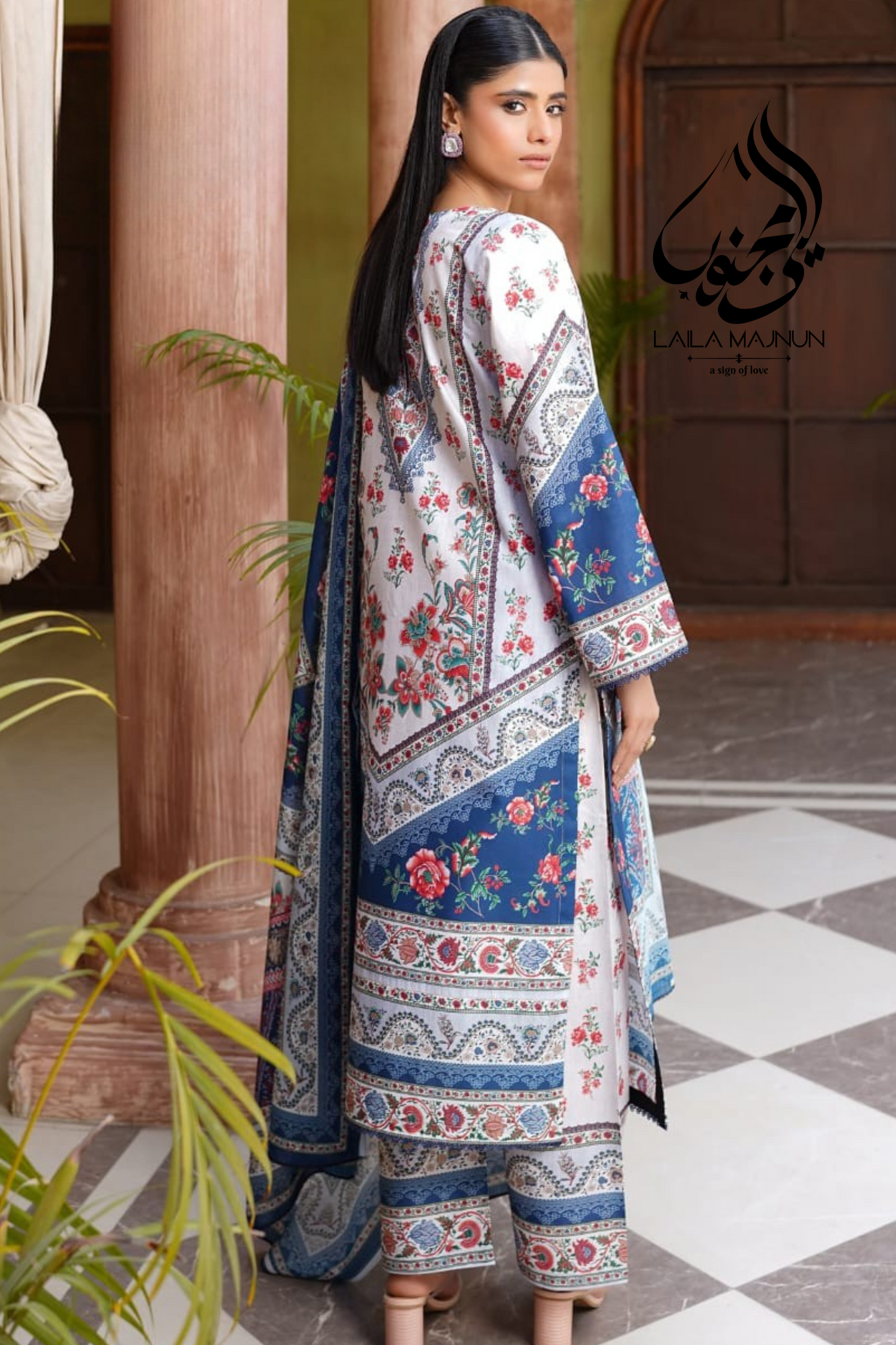 "Rang-e-Bahar" | Navy Blue Grace – Embroidered Cotton Suit