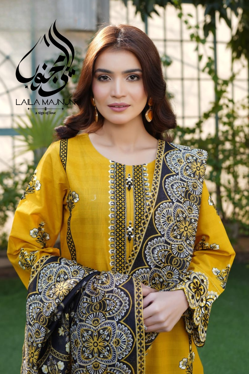 "Zehra-e-Bahar" – Mustard Yellow Embroidered Suit