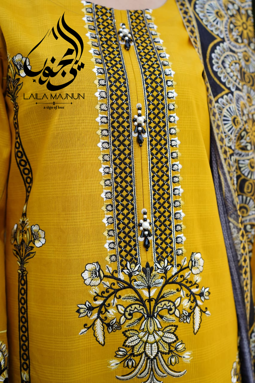 "Zehra-e-Bahar" – Mustard Yellow Embroidered Suit