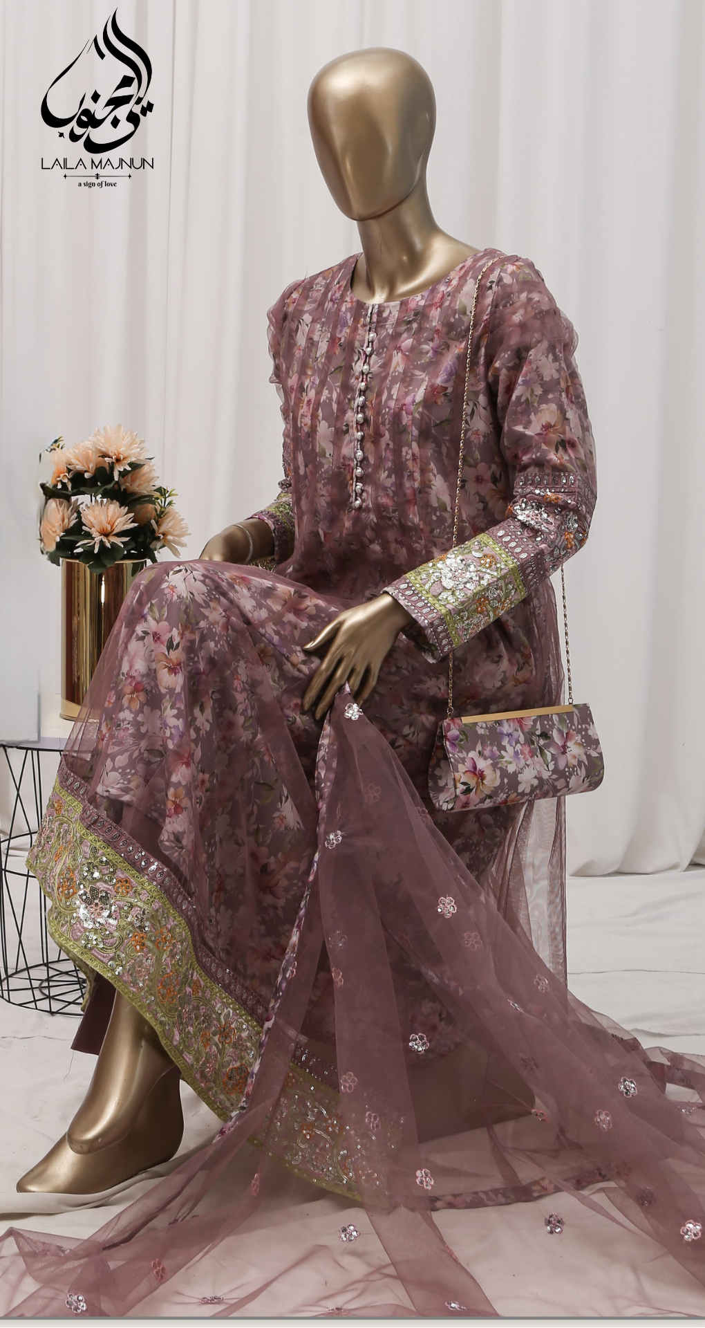 "Raqs-e-Gul" 3PC Fancy Suit – Stitched with complimentary Clutch