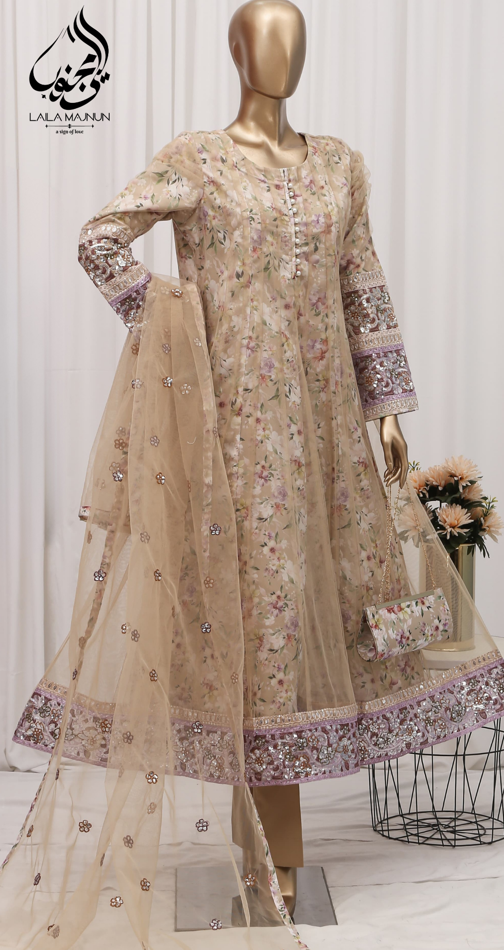 "Raqs-e-Gul" 3PC Fancy Suit – Stitched with complimentary Clutch