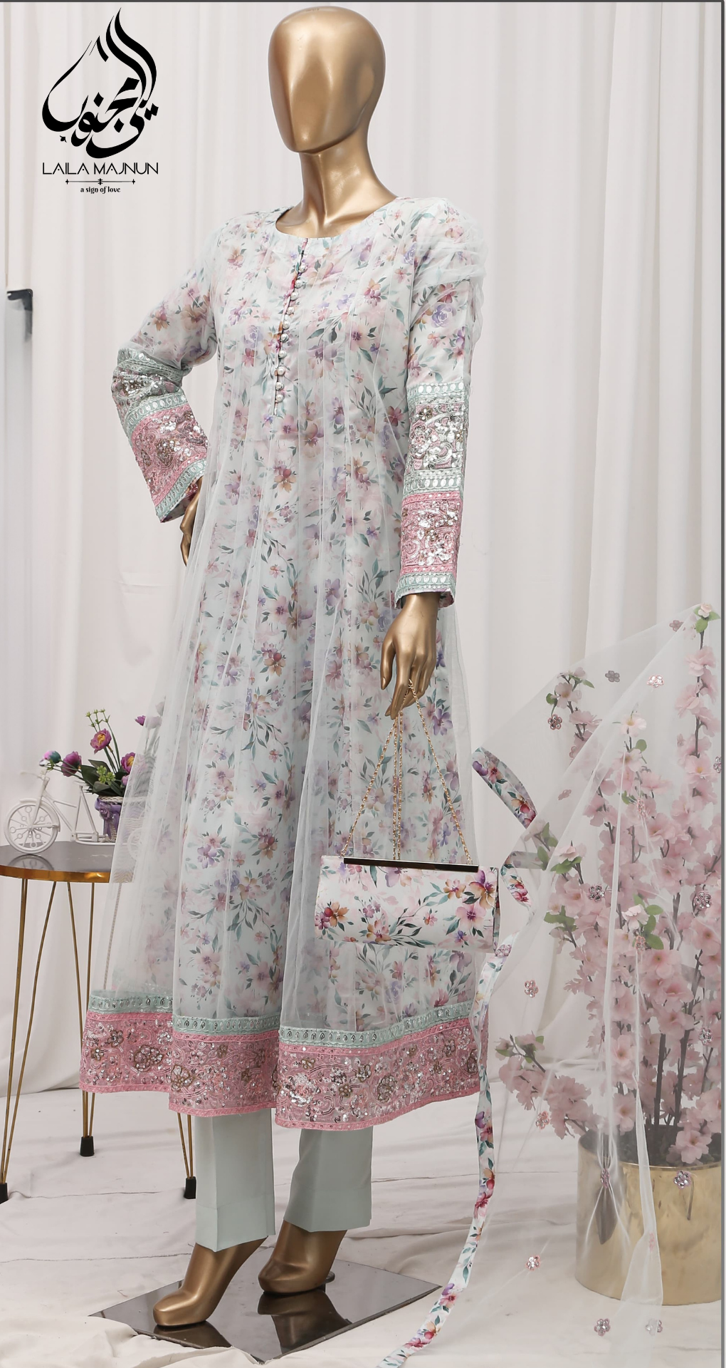 "Raqs-e-Gul" 3PC Fancy Suit – Stitched with complimentary Clutch