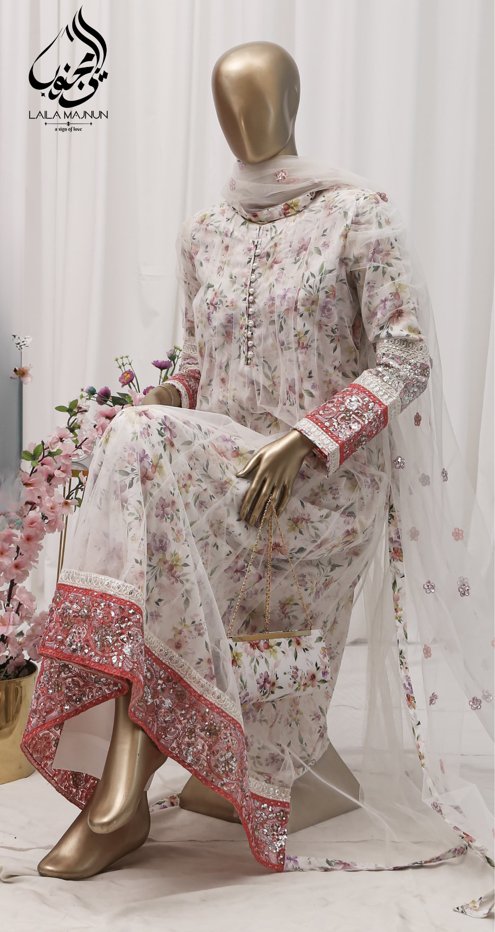 "Raqs-e-Gul" 3PC Fancy Suit – Stitched with complimentary Clutch