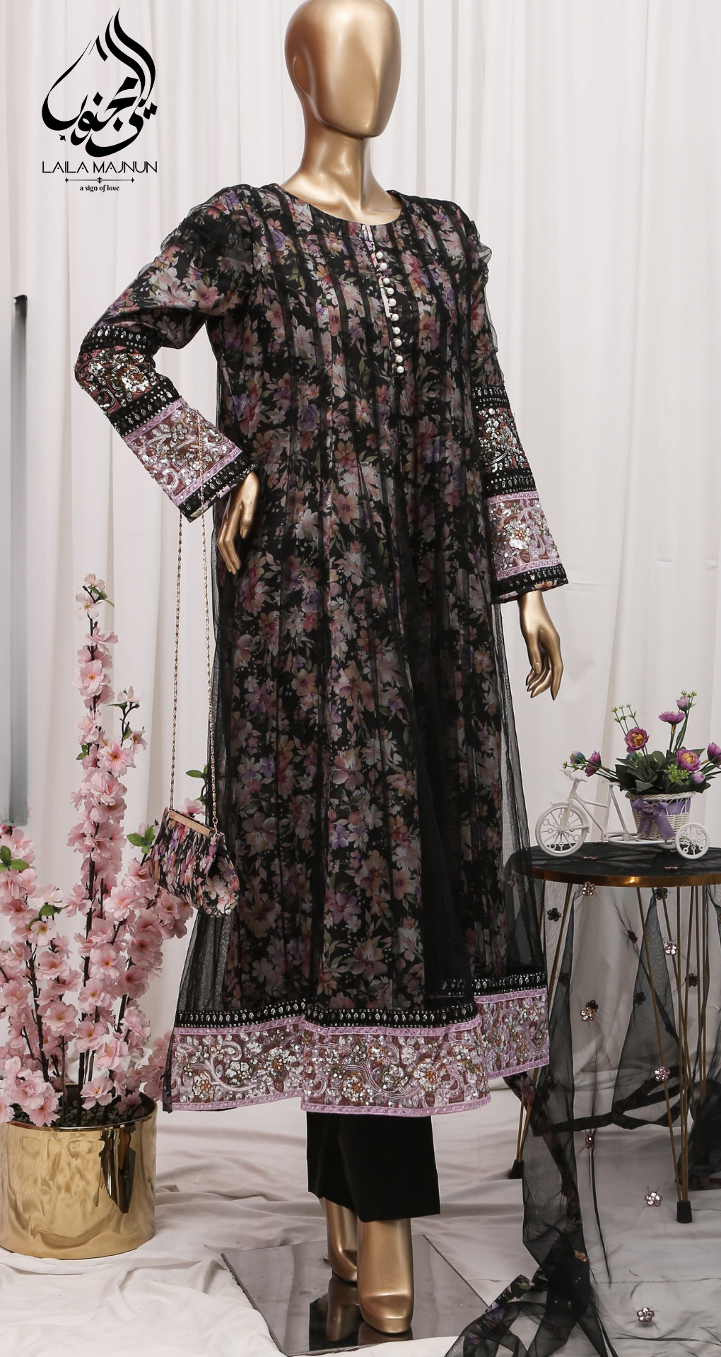 "Raqs-e-Gul" 3PC Fancy Suit – Stitched with complimentary Clutch