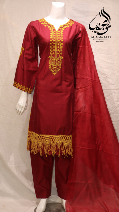 Shaam-e-Gulnaar 3PC Cotton Embroidered Suit