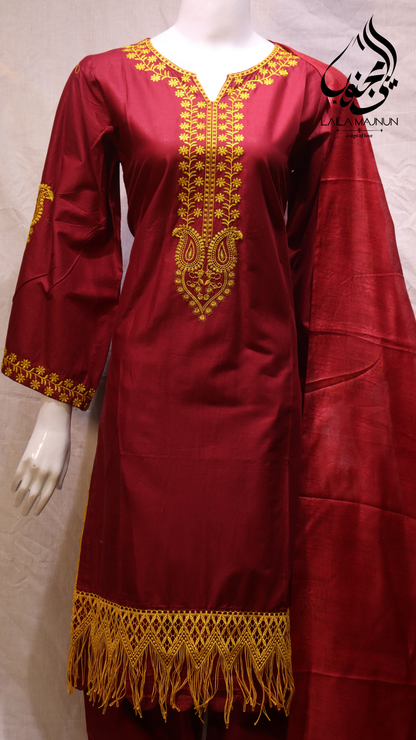 Shaam-e-Gulnaar 3PC Cotton Embroidered Suit