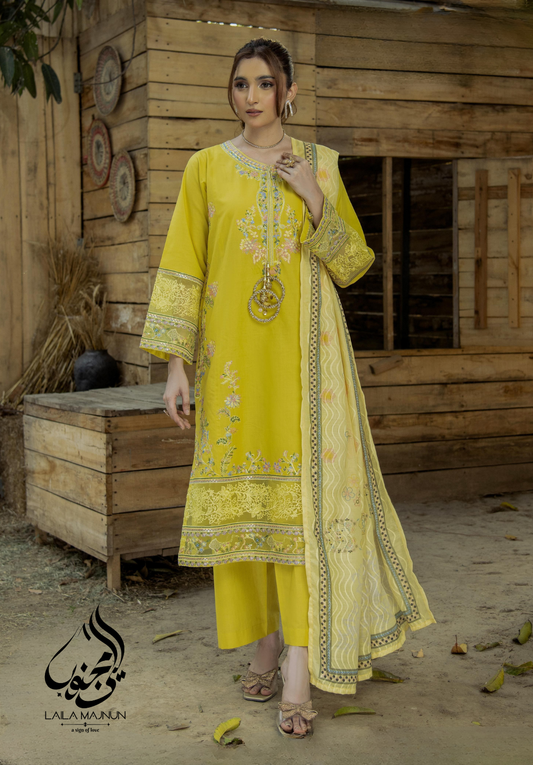 3 PC Lawn Cotton Embroidered Suit 🌿