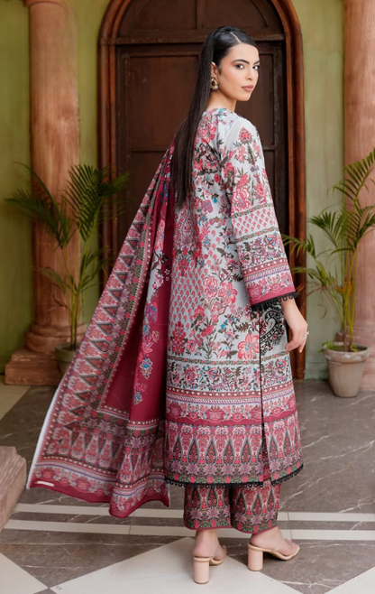 Nayara – 3PC Lawn Cotton Embroidered Suit with Lawn Dupatta