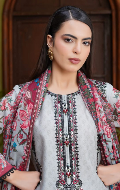 Nayara – 3PC Lawn Cotton Embroidered Suit with Lawn Dupatta