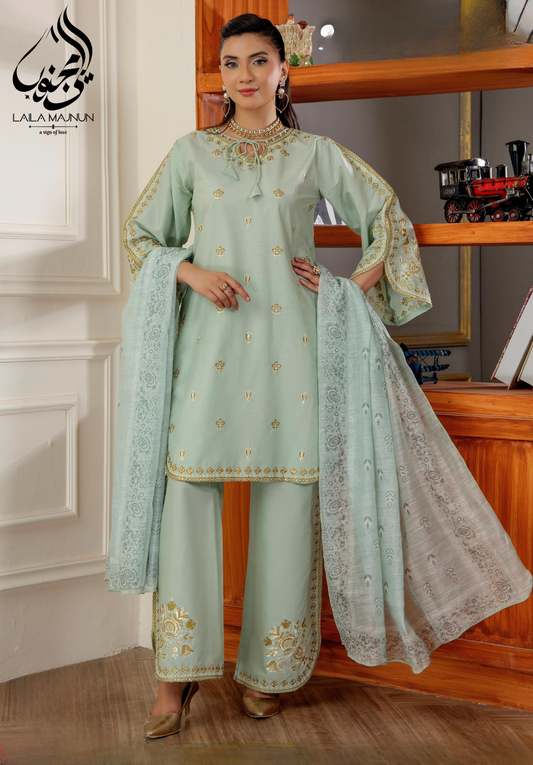 3 PC Lawn Cotton Embroidered Suit 🌿
