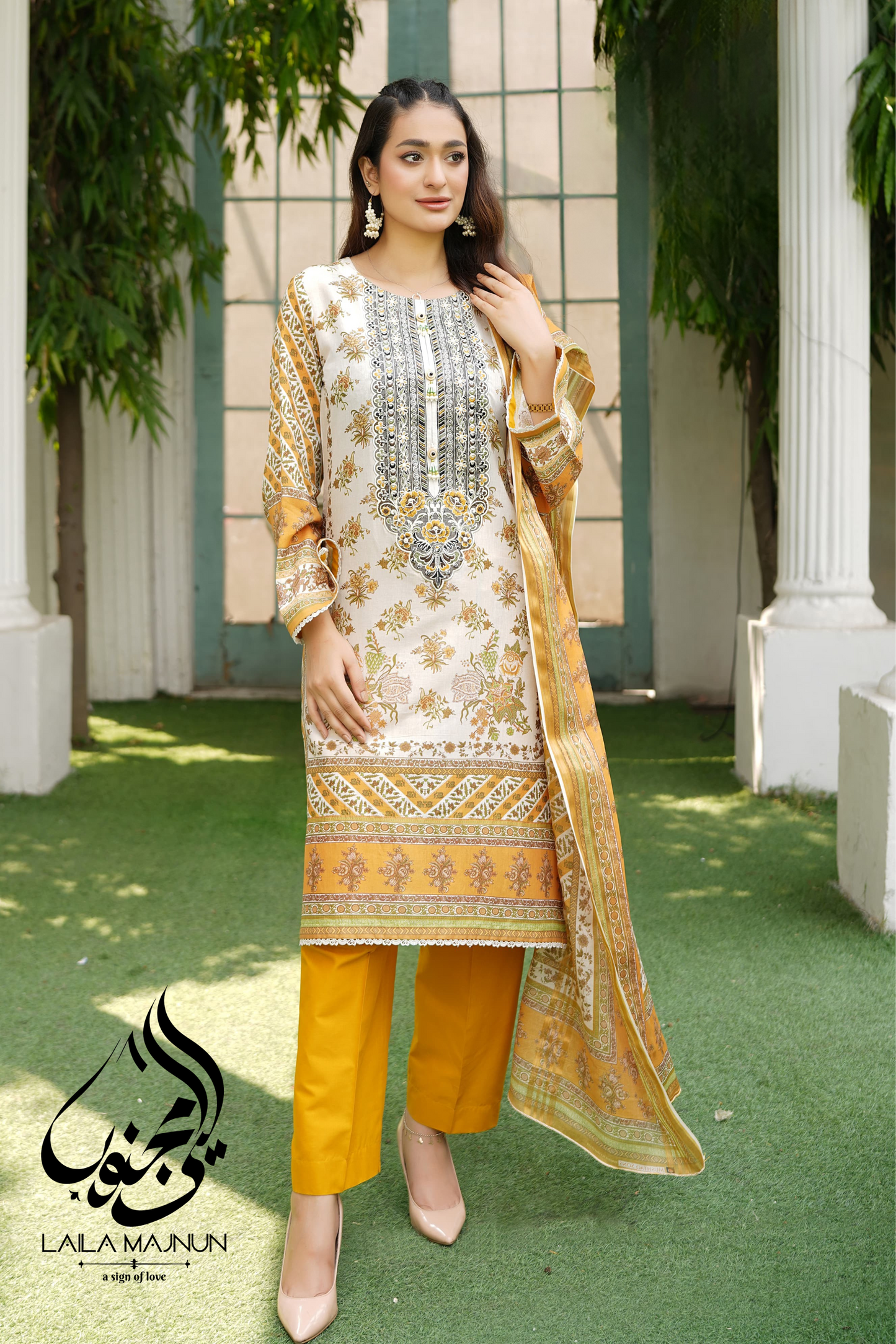"Noor-e-Elan"  3PC Lawn Embroidered Suit