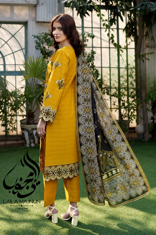 "Zehra-e-Bahar" – Mustard Yellow Embroidered Suit