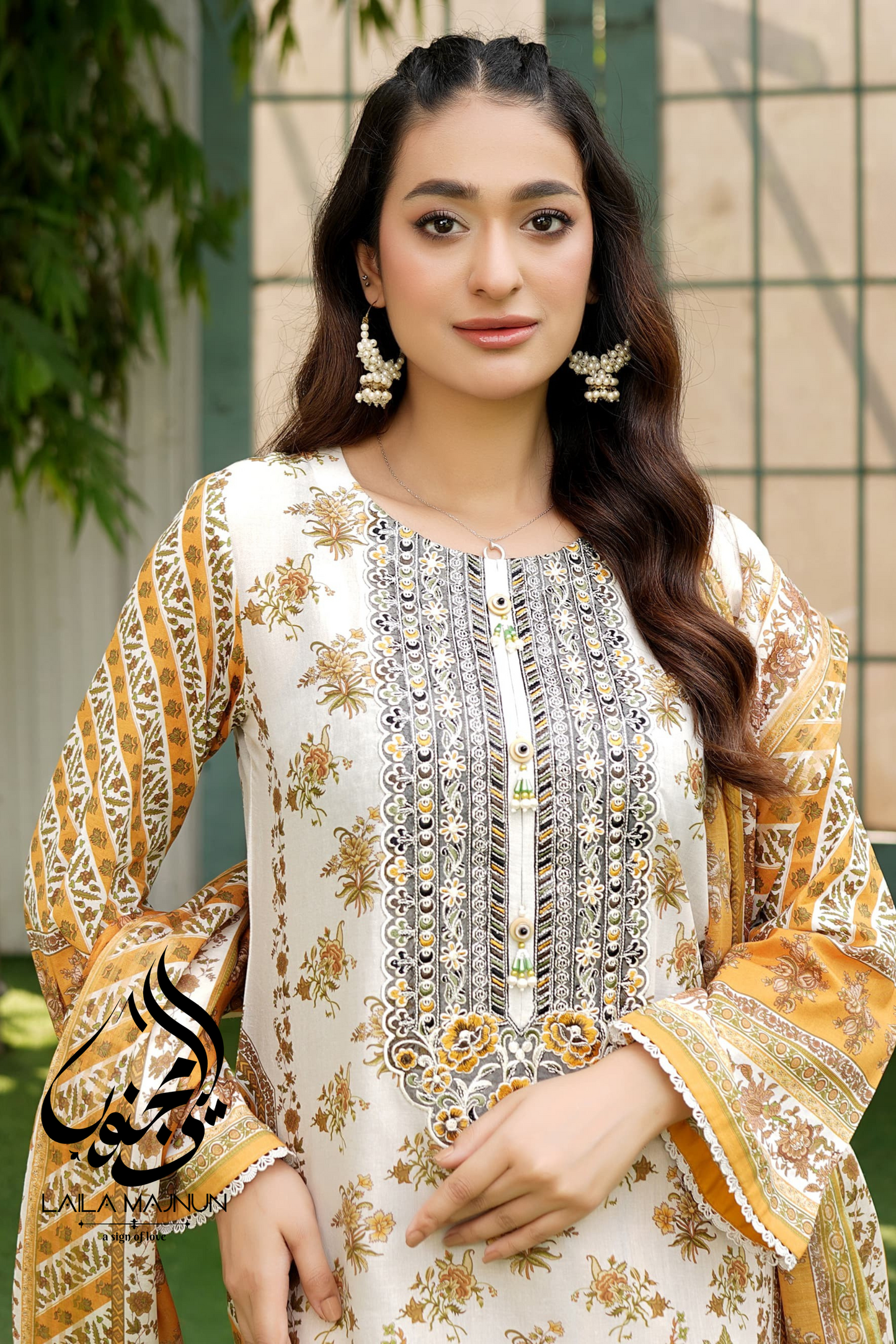 "Noor-e-Elan"  3PC Lawn Embroidered Suit
