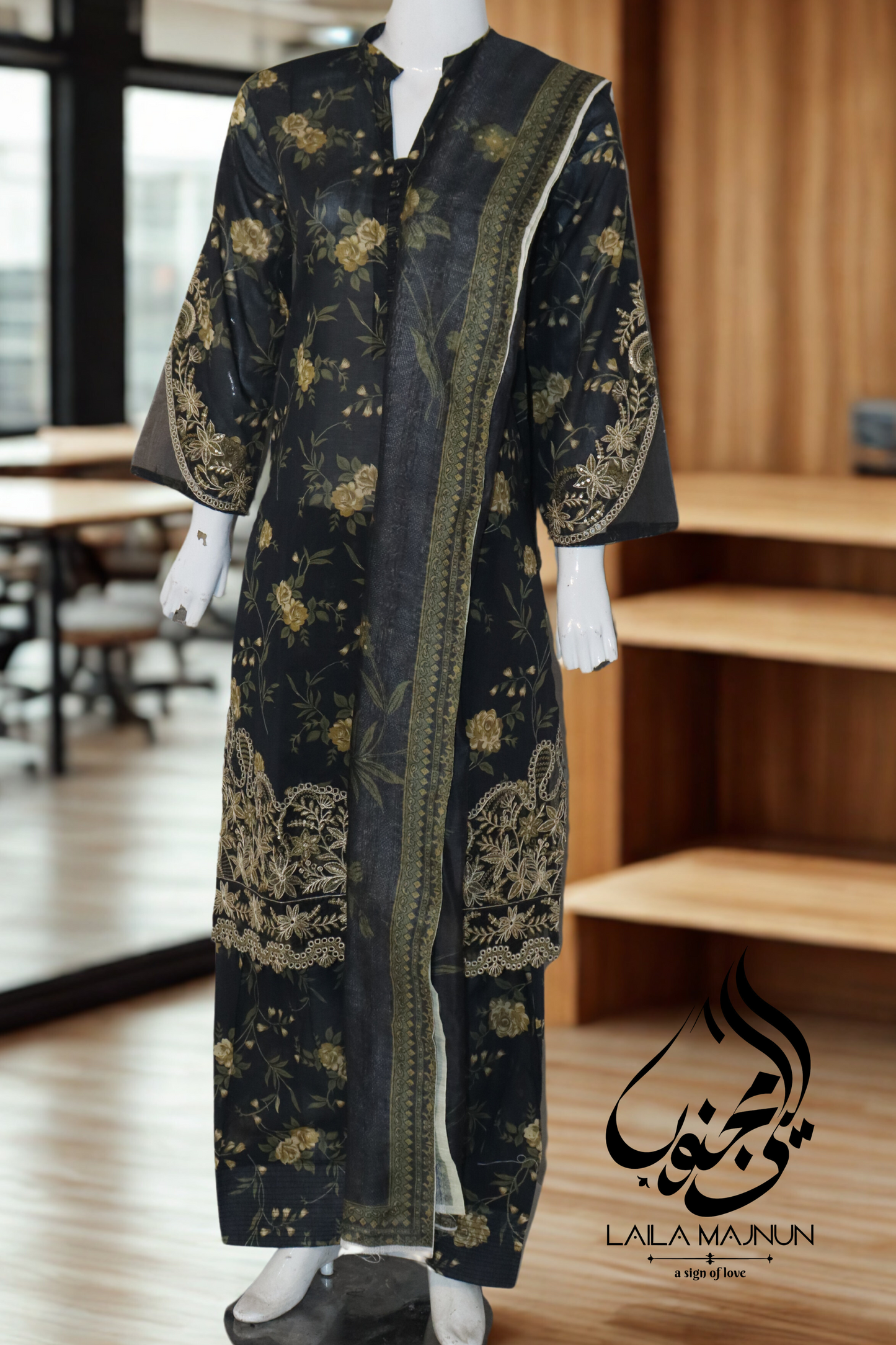 "Husn e Naz " 3 Piece Lawn-Stitched-Farshi Shalwar