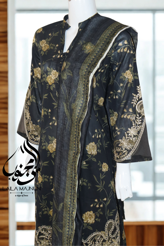"Husn e Naz " 3 Piece Lawn-Stitched-Farshi Shalwar