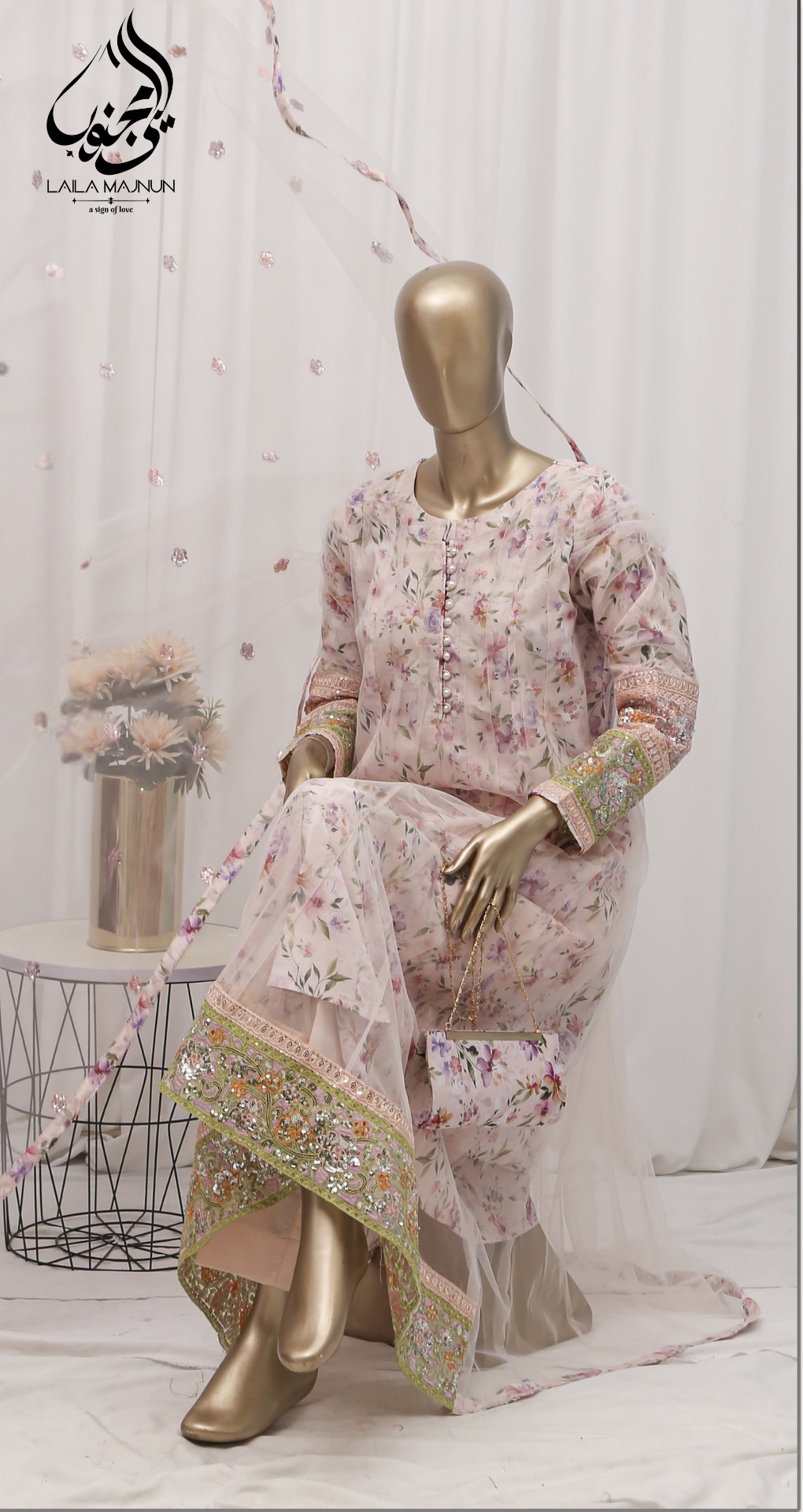 "Raqs-e-Gul" 3PC Fancy Suit – Stitched with complimentary Clutch
