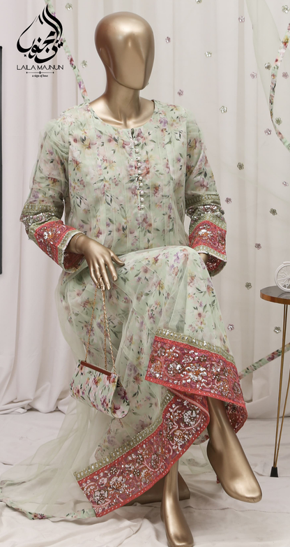 "Raqs-e-Gul" 3PC Fancy Suit – Stitched with complimentary Clutch